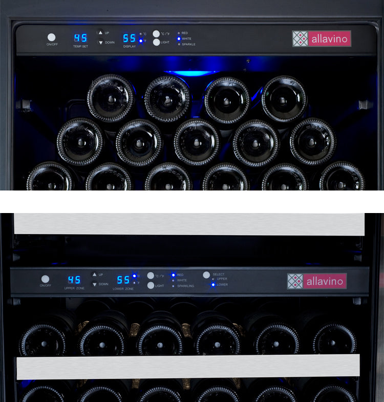Allavino FlexCount II Tru-Vino 349 Bottle Three Zone Stainless Steel Side-by-Side Wine Refrigerator