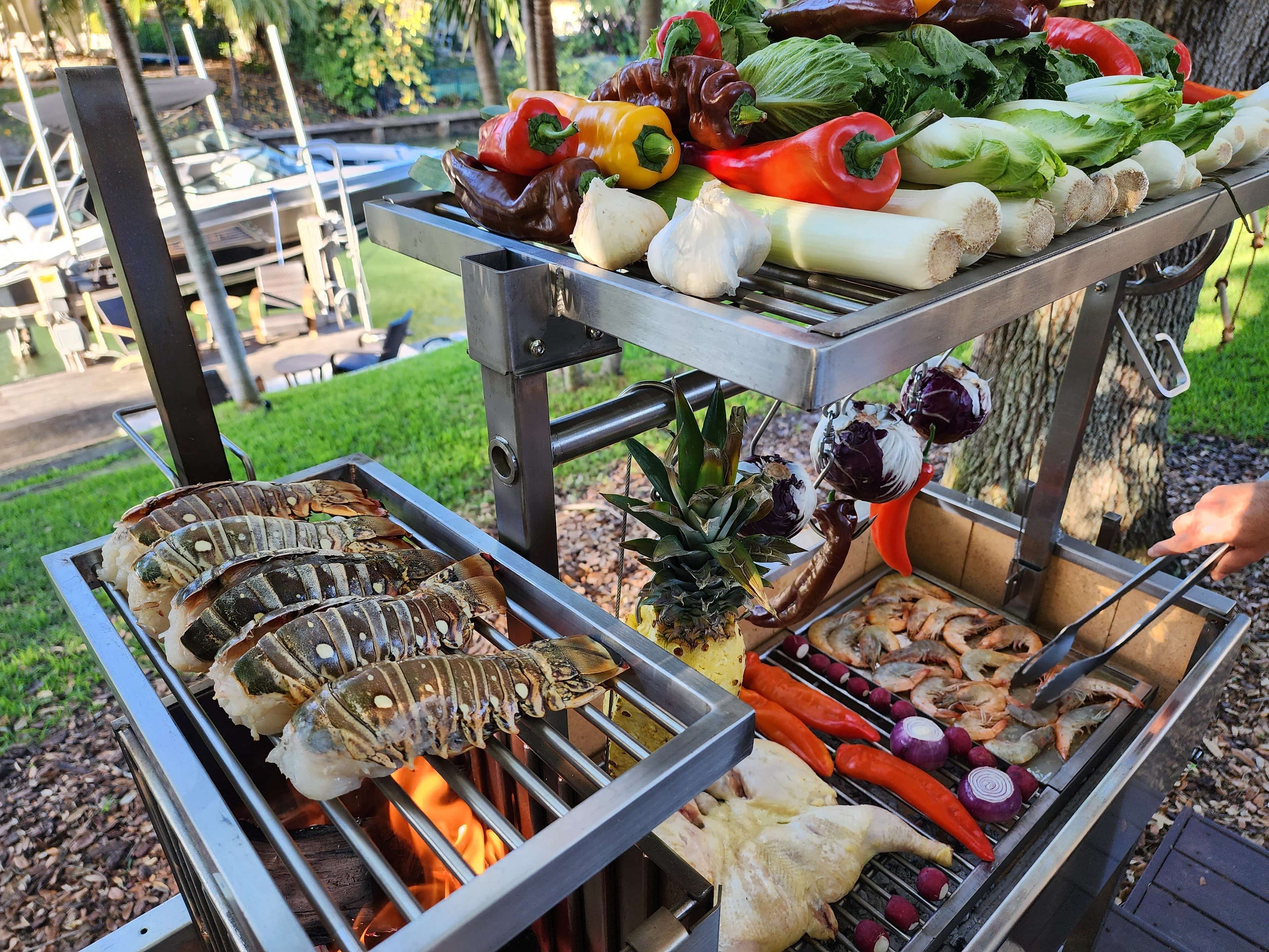 Tagwood BBQ06SS Argentine Santa Maria Grill – with 360° Rotating Clamp Grill