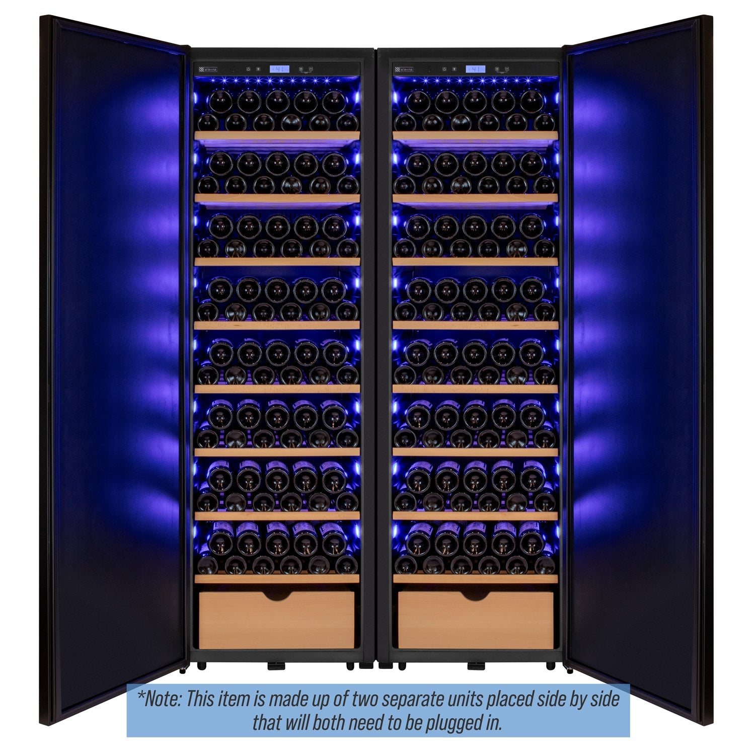 Allavino 76.5" Tall Side-by-Side Wine Vault with Solid Black Doors