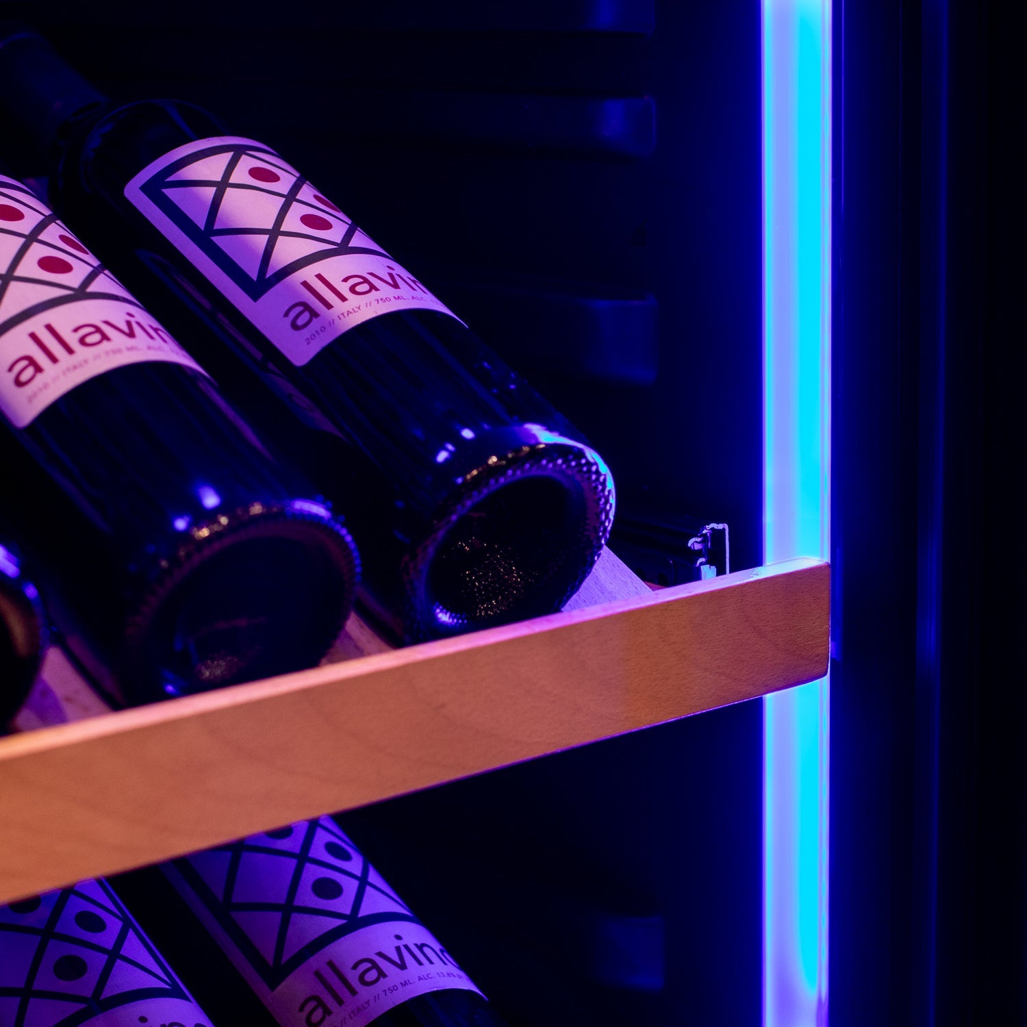 Allavino 496 Bottle Dual Zone Black Glass Side-by-Side Wine Refrigerator with Display Shelving