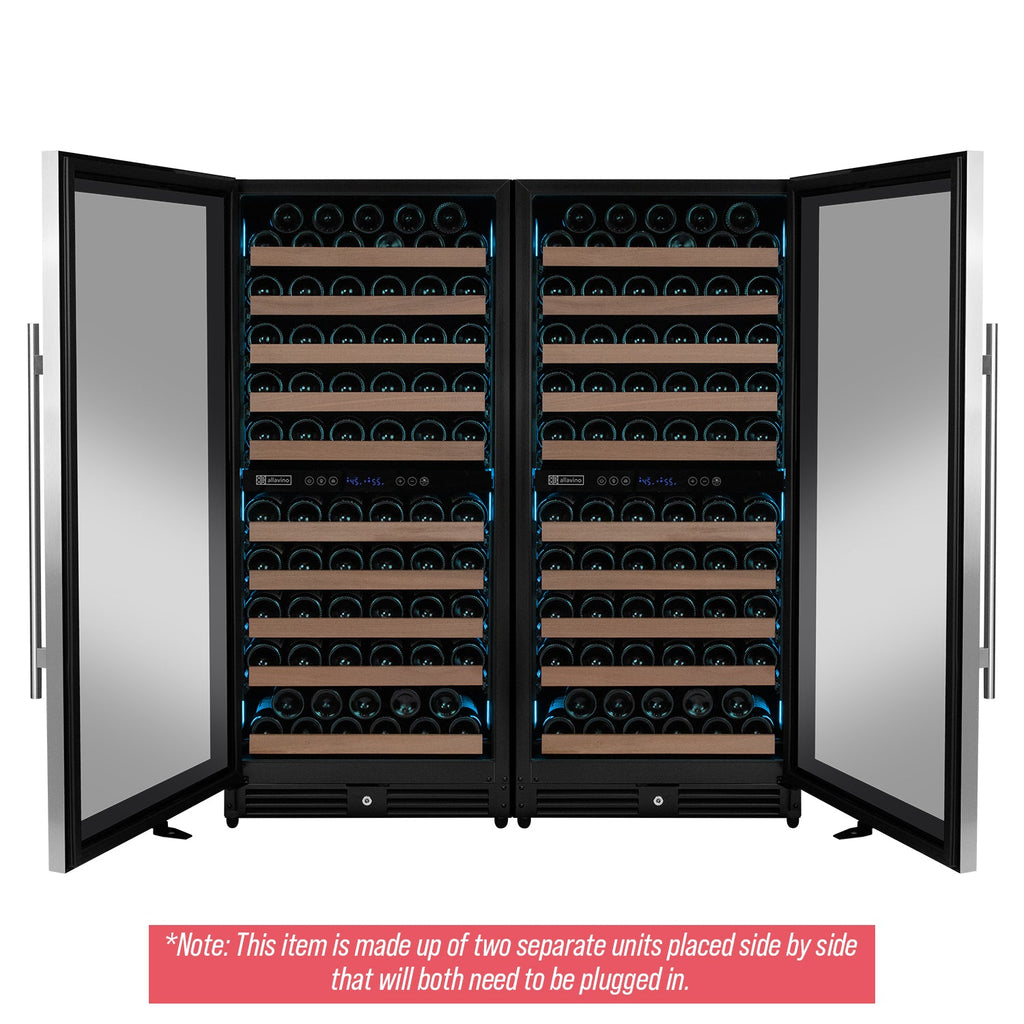 Allavino 238 Bottle 55" Tall Four Zone Side-by-Side Stainless Steel Wine Refrigerator