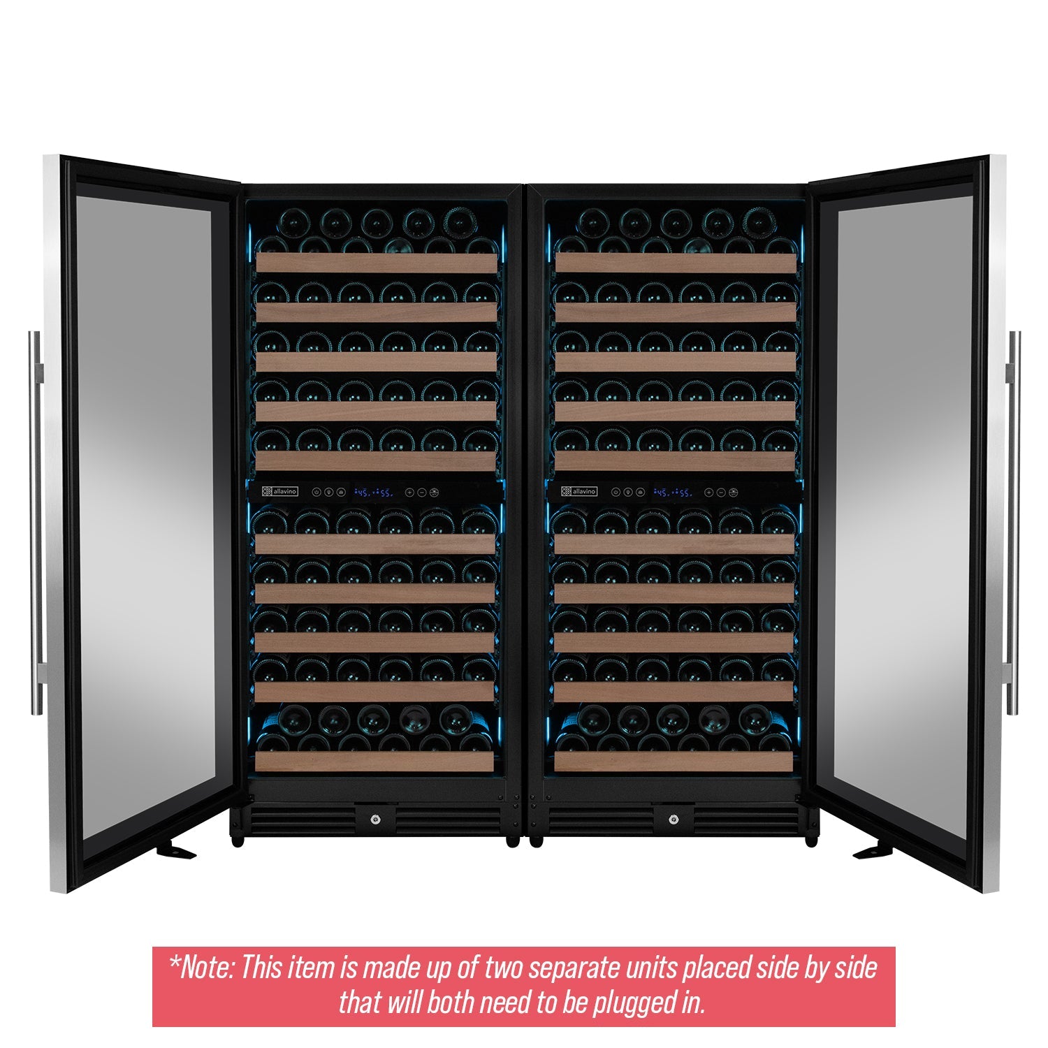Allavino 238 Bottle 55" Tall Four Zone Side-by-Side Stainless Steel Wine Refrigerator