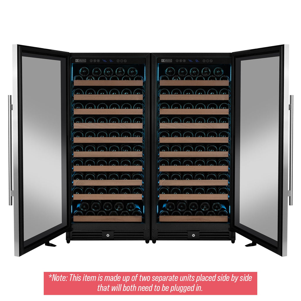 Allavino 238 Bottle 55" Tall Dual Zone Side-by-Side Stainless Steel Wine Refrigerator