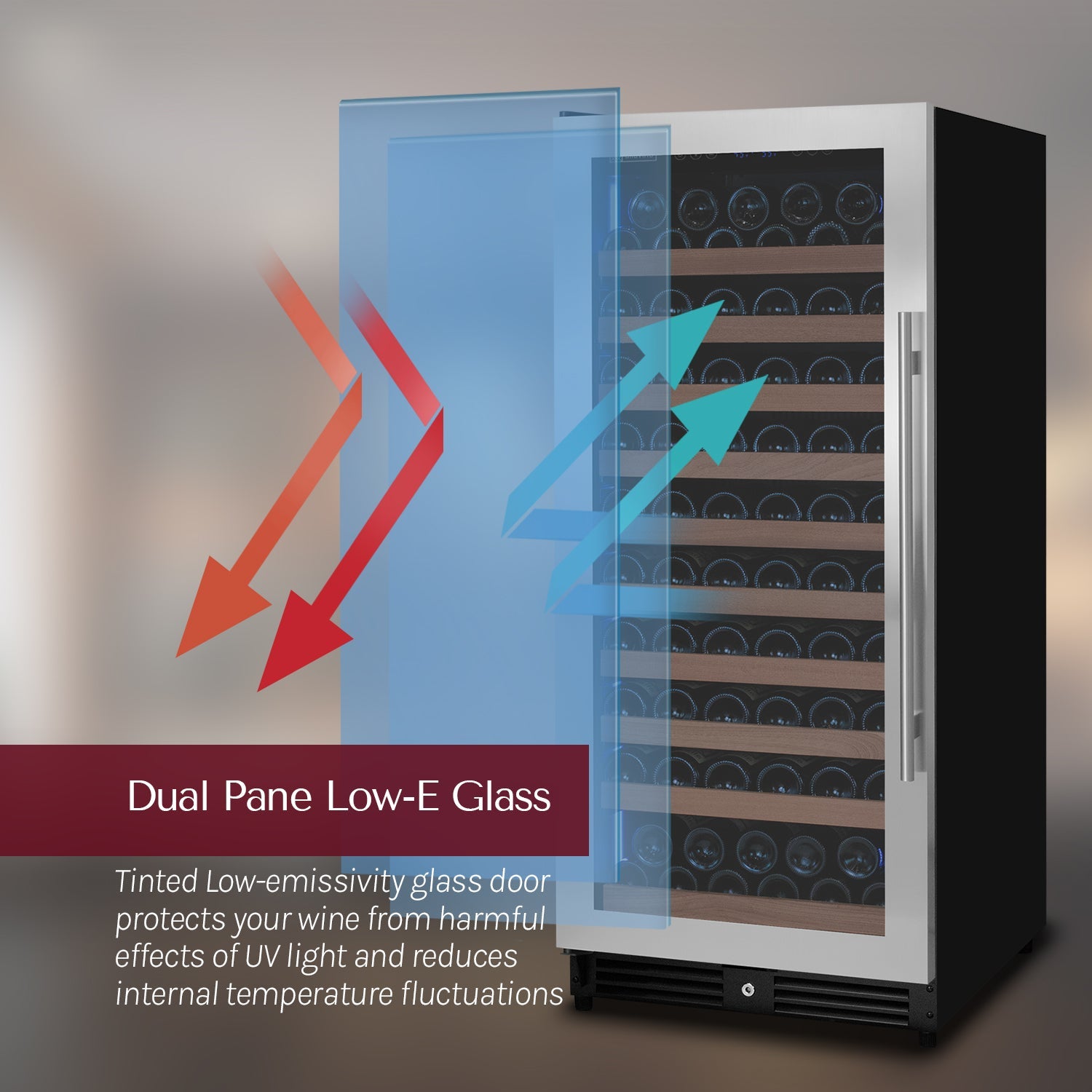 Allavino 238 Bottle 55" Tall Dual Zone Side-by-Side Stainless Steel Wine Refrigerator