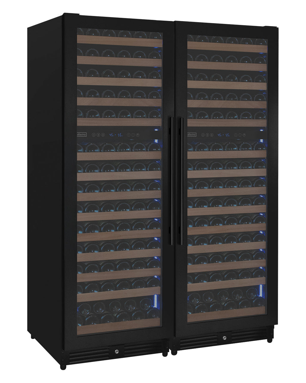 Allavino Reserva Series 308 Bottle 71" Tall Four Zone Black Metal Side-by-Side Wine Refrigerator