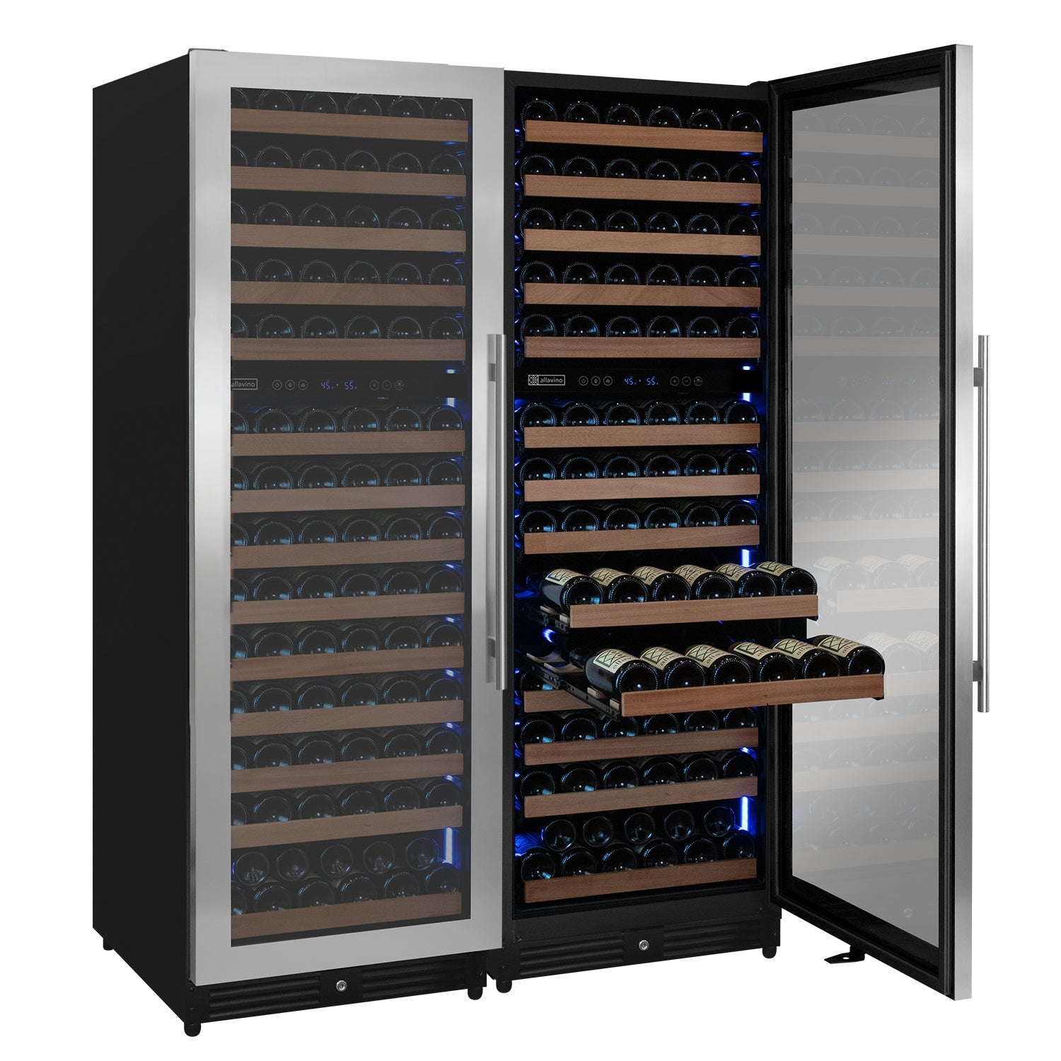 Allavino Reserva Series 308 Bottle 71" Tall Four Zone Stainless Steel Side-by-Side Wine Refrigerator