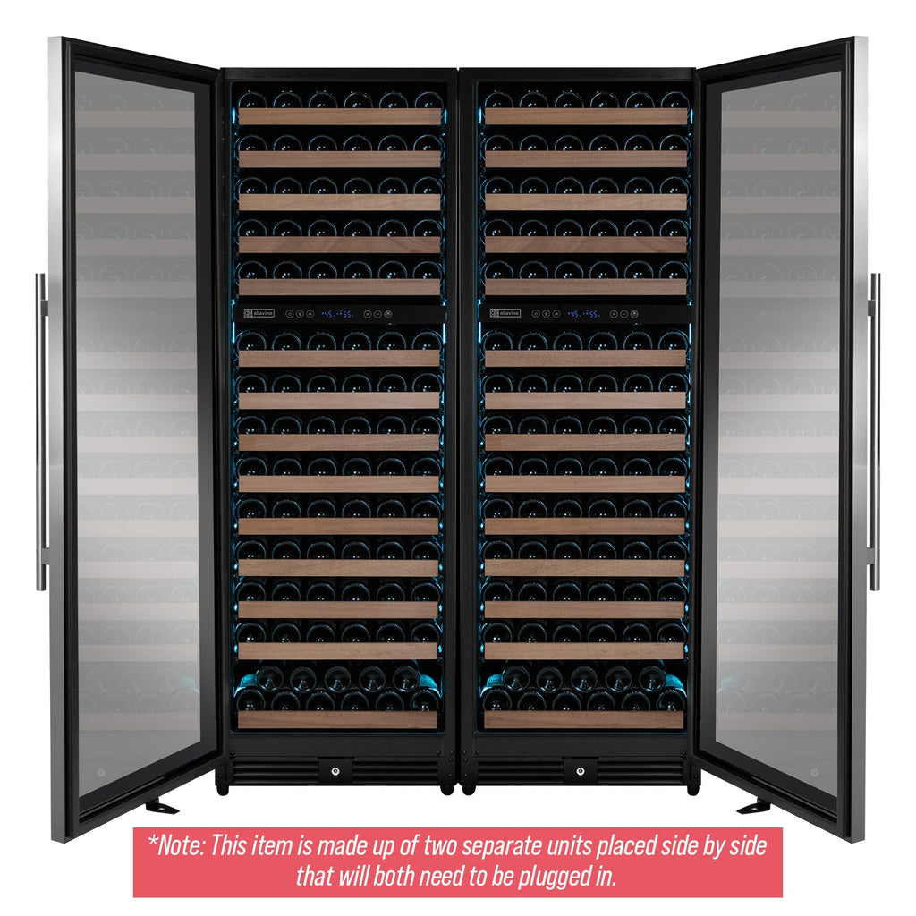Allavino Reserva Series 308 Bottle 71" Tall Four Zone Stainless Steel Side-by-Side Wine Refrigerator