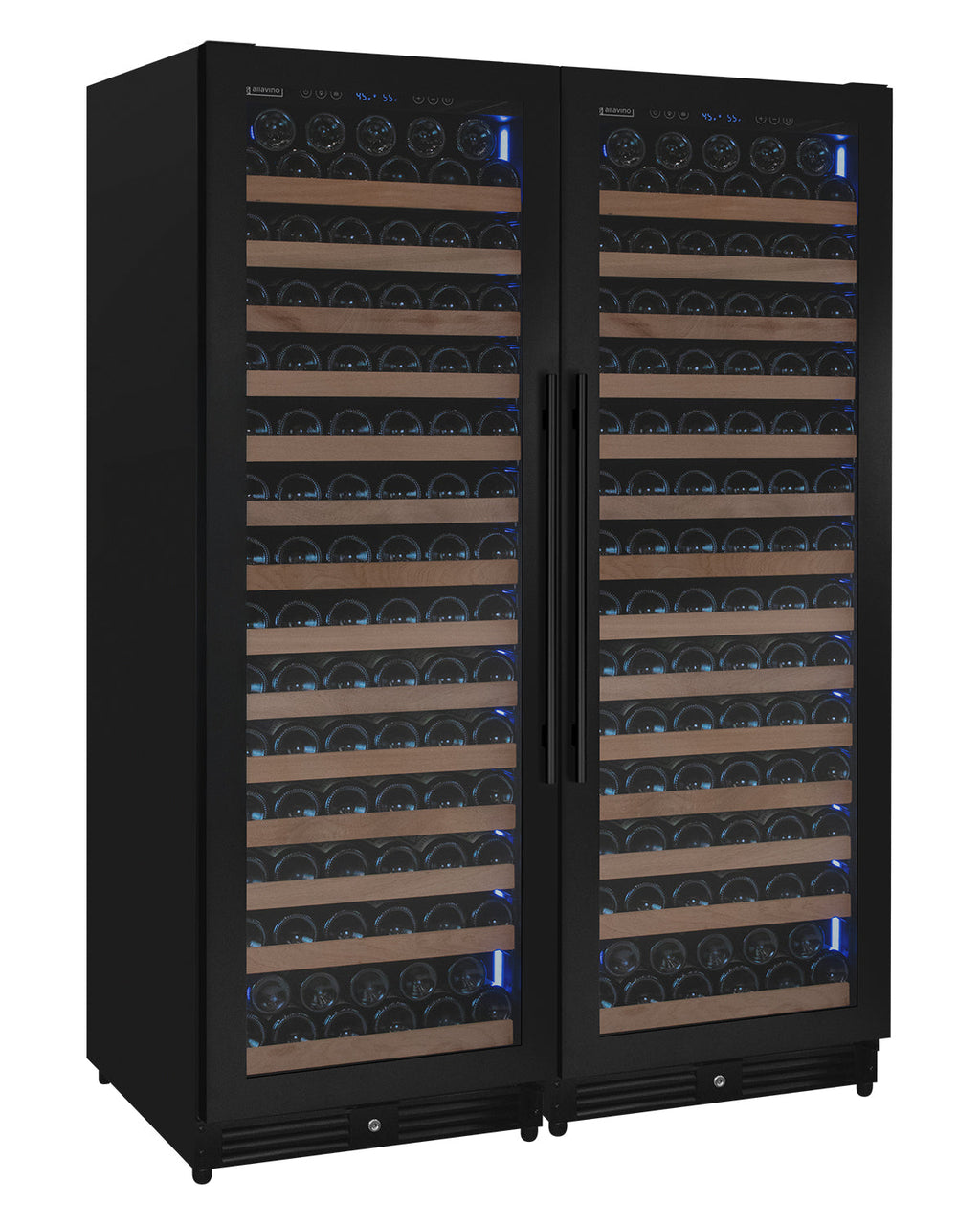 Allavino Reserva Series 326 Bottle 71" Tall Dual Zone Black Metal Side-by-Side Wine Refrigerator