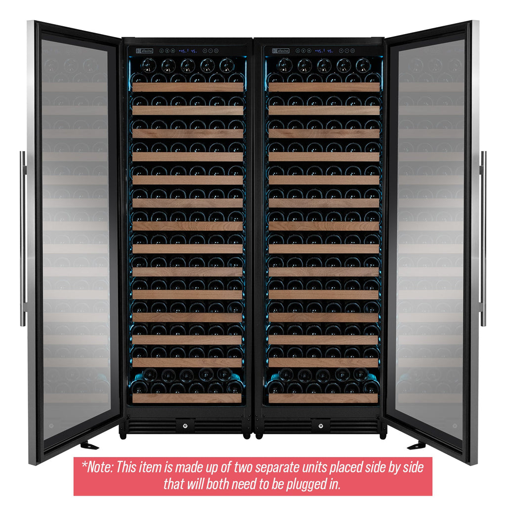 Allavino Reserva Series 326 Bottle 71" Tall Dual Zone Stainless Steel Side-by-Side Wine Refrigerator