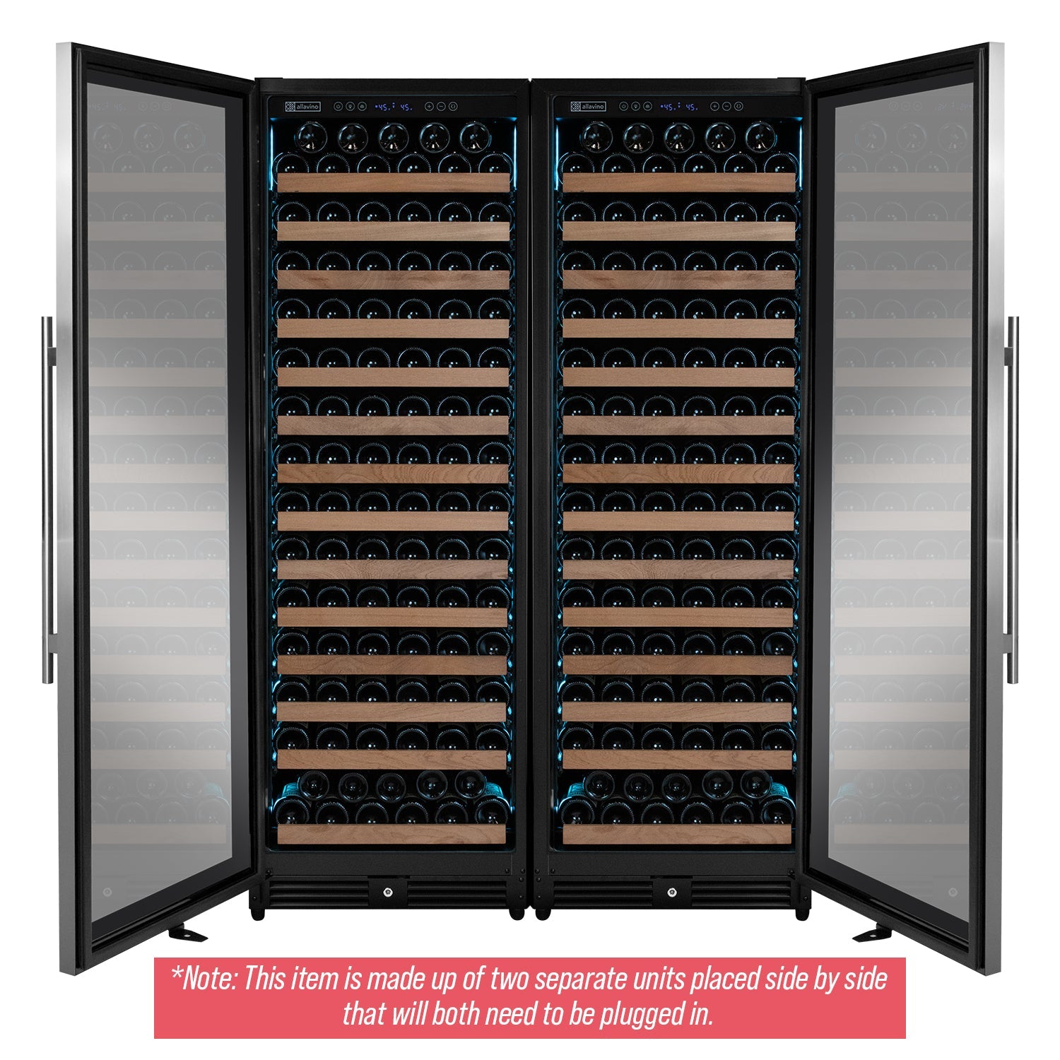 Allavino Reserva Series 326 Bottle 71" Tall Dual Zone Stainless Steel Side-by-Side Wine Refrigerator