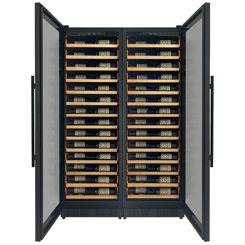 Allavino Reserva Series 134 Bottle 71" Tall Dual Zone Black Side-by-Side Shallow Wine Refrigerator