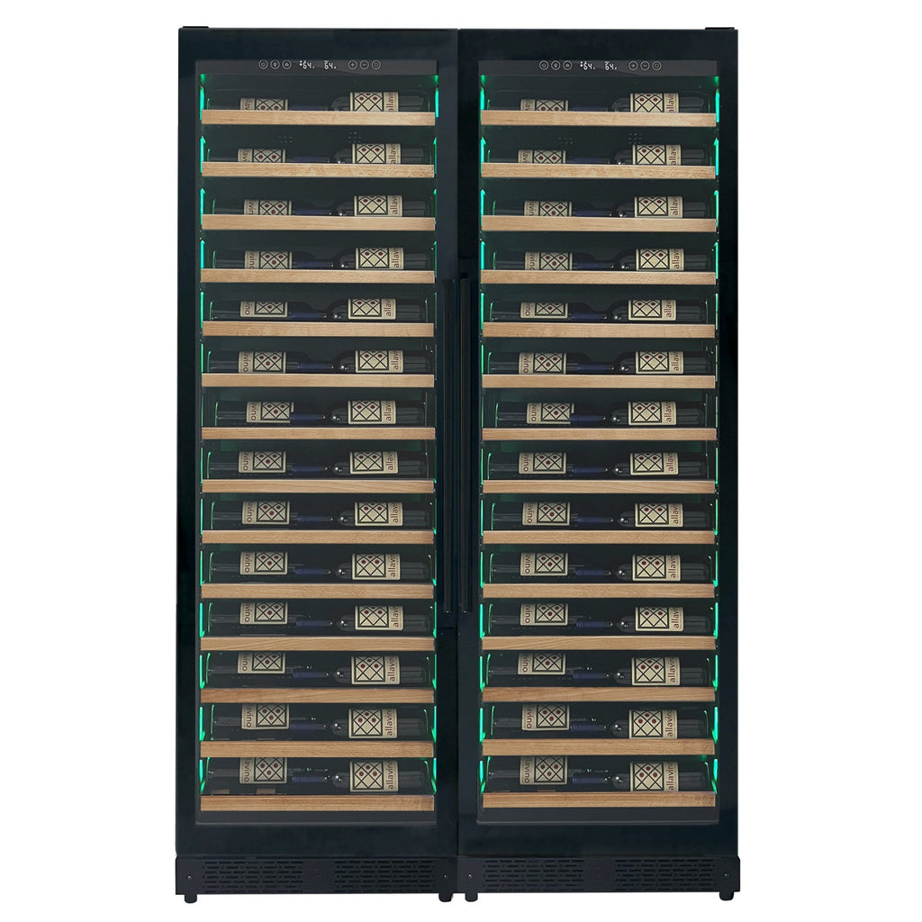 Allavino Reserva Series 134 Bottle 71" Tall Dual Zone Black Side-by-Side Shallow Wine Refrigerator