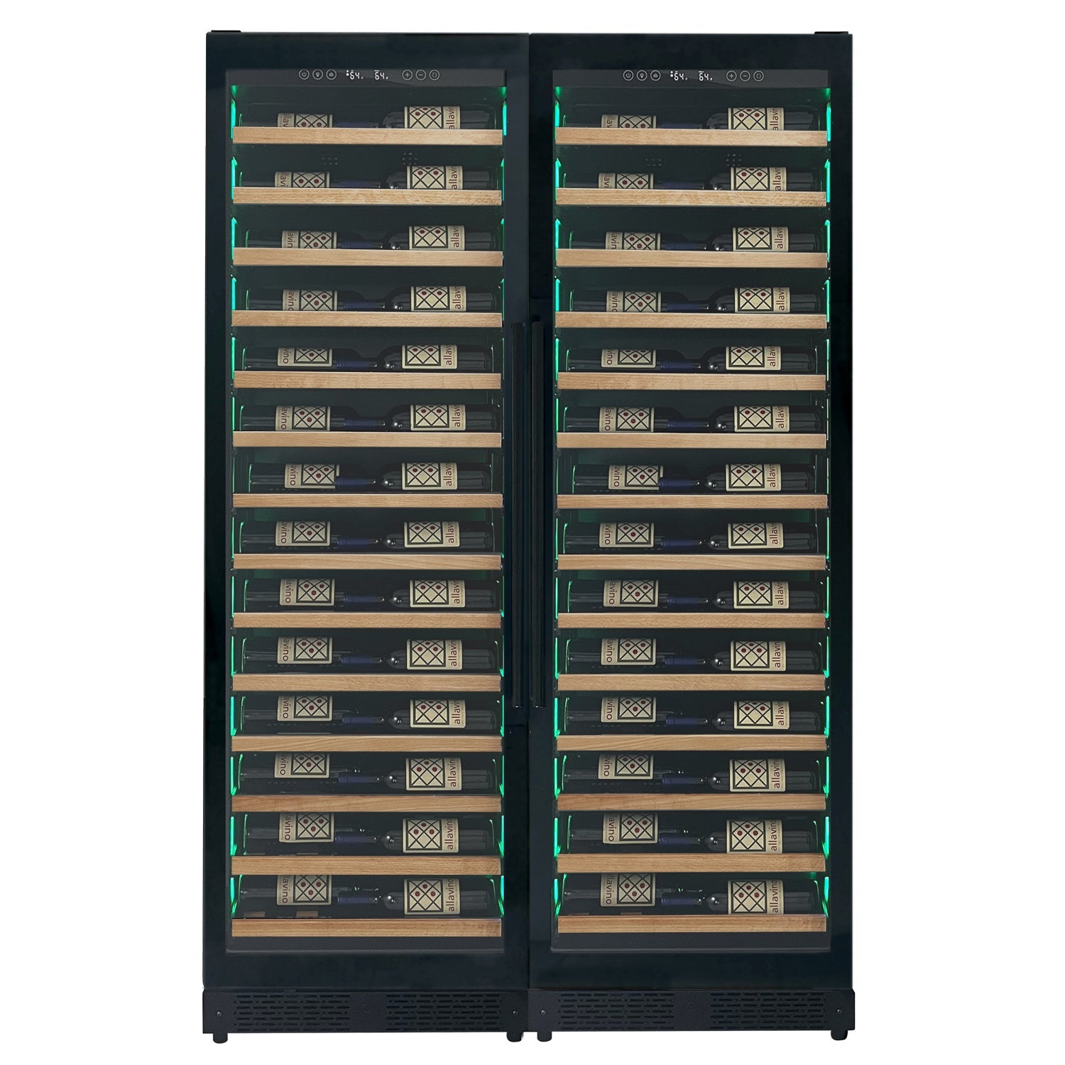 Allavino Reserva Series 134 Bottle 71" Tall Dual Zone Black Side-by-Side Shallow Wine Refrigerator