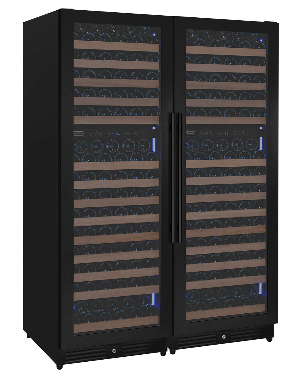 Allavino Reserva Series 344 Bottle Four Zone Built-In Side-by-Side Wine Refrigerator with Black Metal Doors