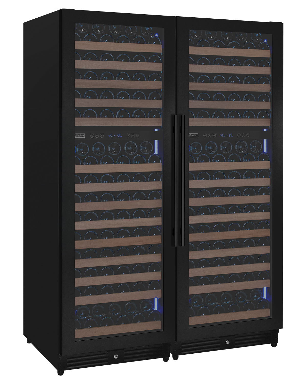 Allavino Reserva Series 344 Bottle Four Zone Built-In Side-by-Side Wine Refrigerator with Black Metal Doors