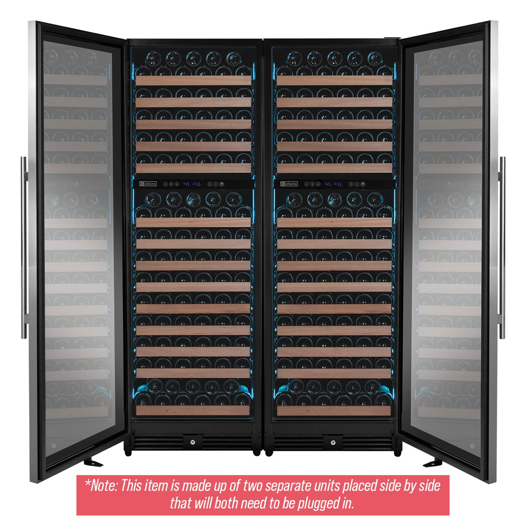 Allavino Reserva Series 344 Bottle Four Zone Built-In Side-by-Side Wine Refrigerator with Stainless Steel Doors