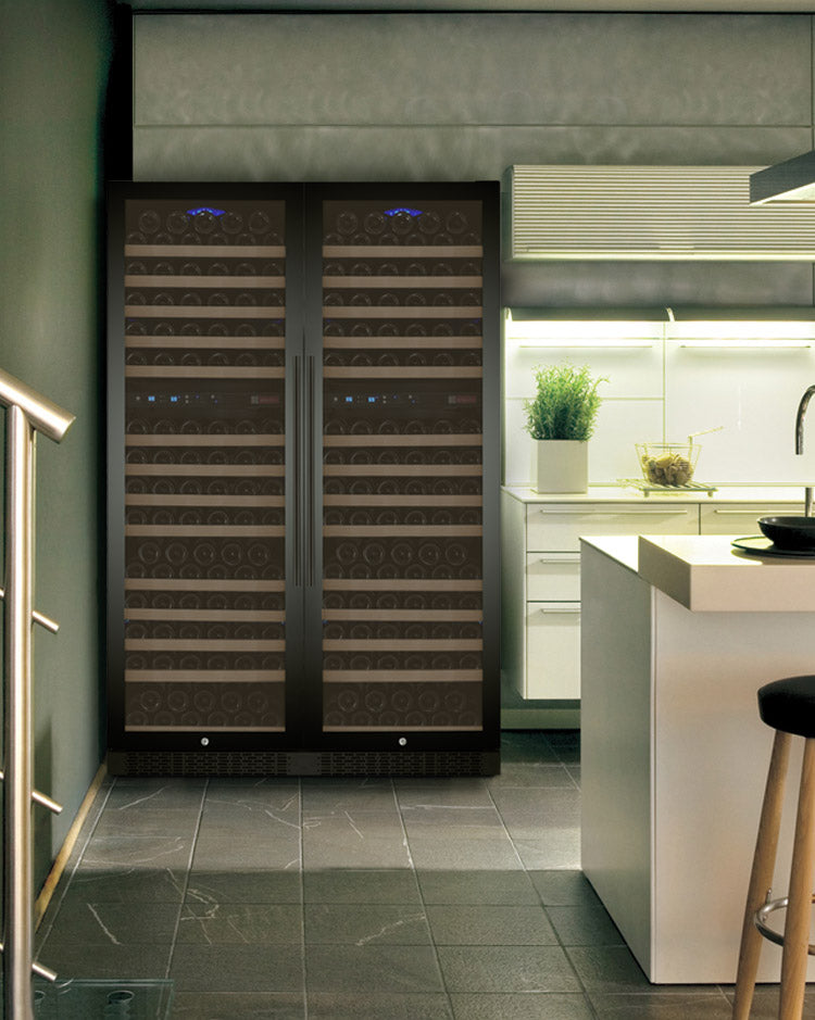 Allavino FlexCount II Tru-Vino 344 Bottle Four Zone Black Side-by-Side Wine Refrigerator