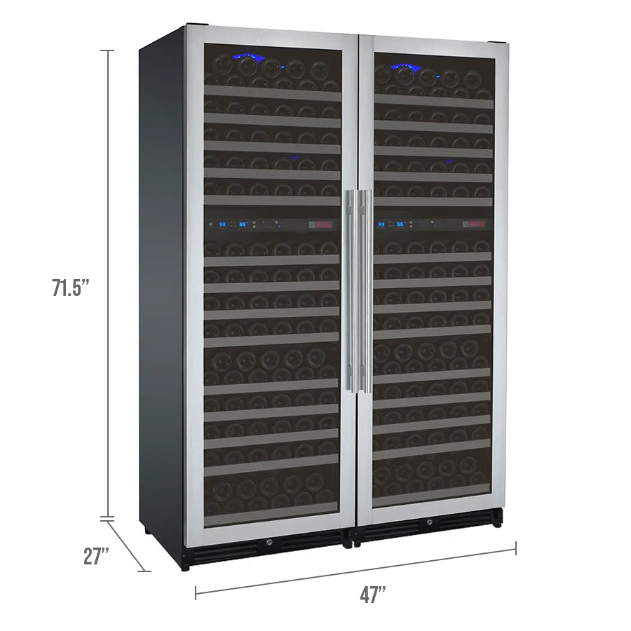 Allavino FlexCount II Tru-Vino 344 Bottle Four-Zone Stainless Steel Side-by-Side Wine Refrigerator