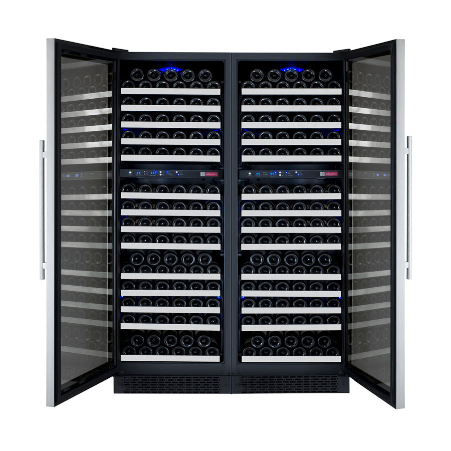 Allavino FlexCount II Tru-Vino 344 Bottle Four-Zone Stainless Steel Side-by-Side Wine Refrigerator