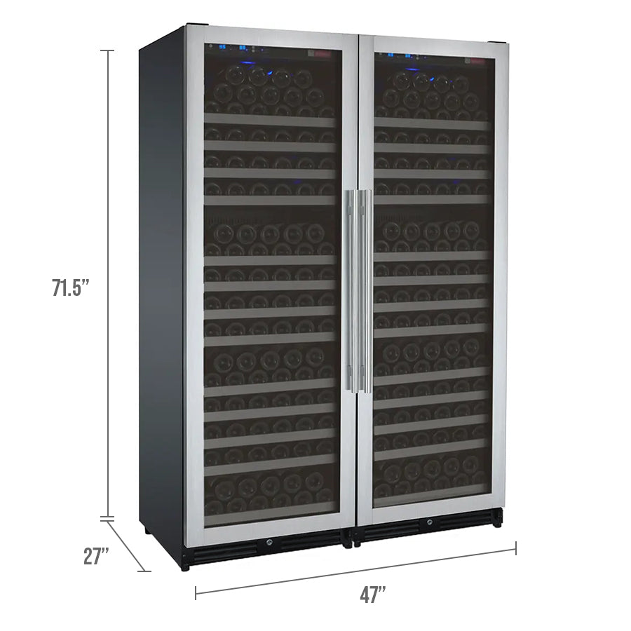Allavino FlexCount II Tru-Vino 354 Bottle Dual Zone Stainless Steel Side-by-Side Wine Refrigerator