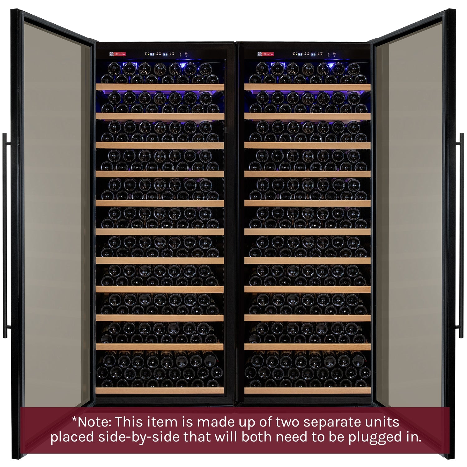 Allavino Vite II Tru-Vino 554 Bottle Dual Zone Black Side-by-Side Wine Refrigerator