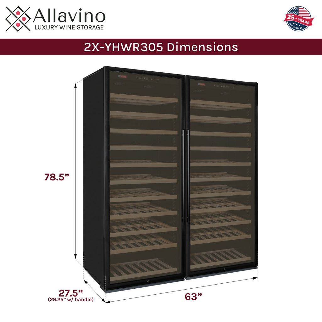 Allavino Vite II Tru-Vino 554 Bottle Dual Zone Black Side-by-Side Wine Refrigerator
