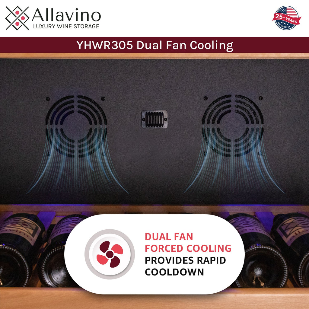 Allavino Vite II Tru-Vino 554 Bottle Dual Zone Black Side-by-Side Wine Refrigerator