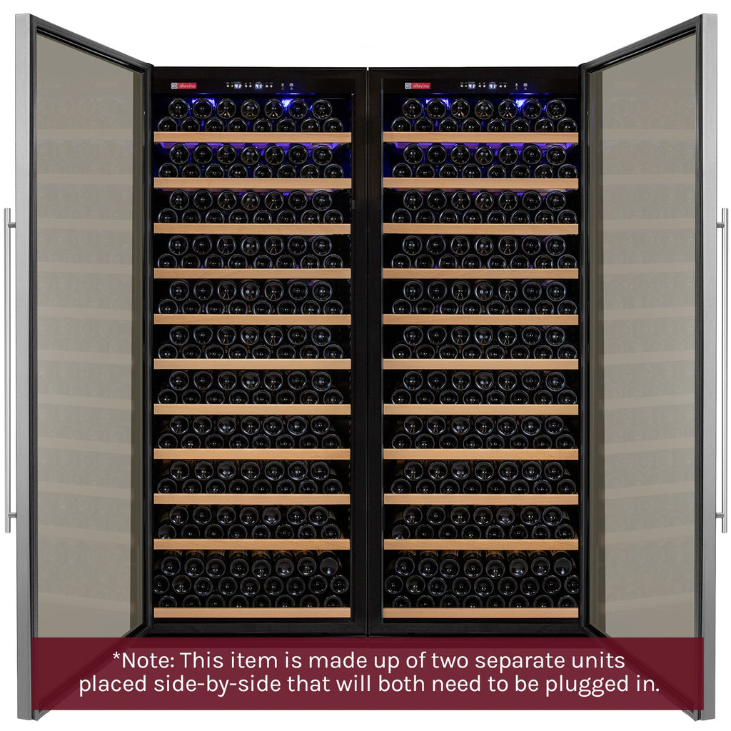 Allavino Vite II Tru-Vino 554 Bottle Dual Zone Stainless Steel Side-by-Side Wine Refrigerator