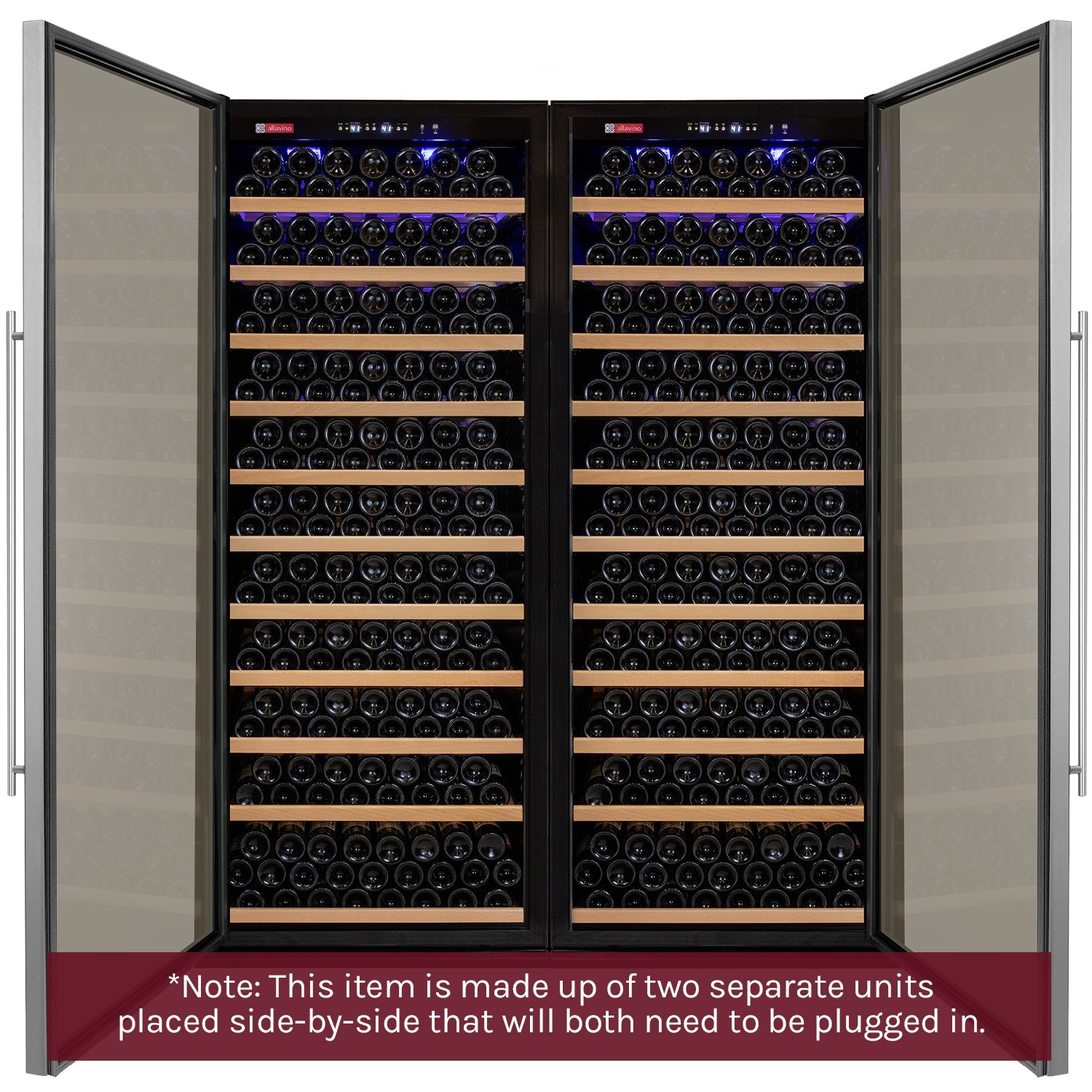 Allavino Vite II Tru-Vino 554 Bottle Dual Zone Stainless Steel Side-by-Side Wine Refrigerator