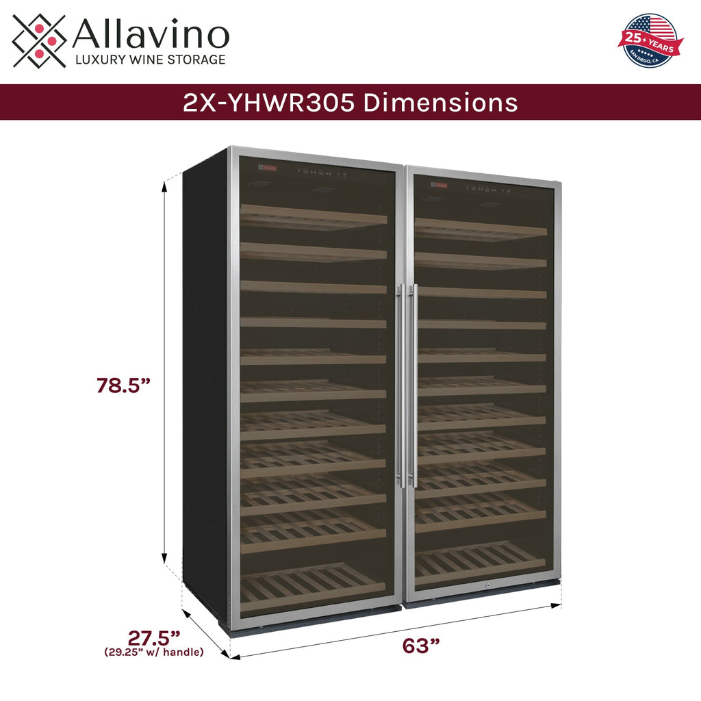 Allavino Vite II Tru-Vino 554 Bottle Dual Zone Stainless Steel Side-by-Side Wine Refrigerator