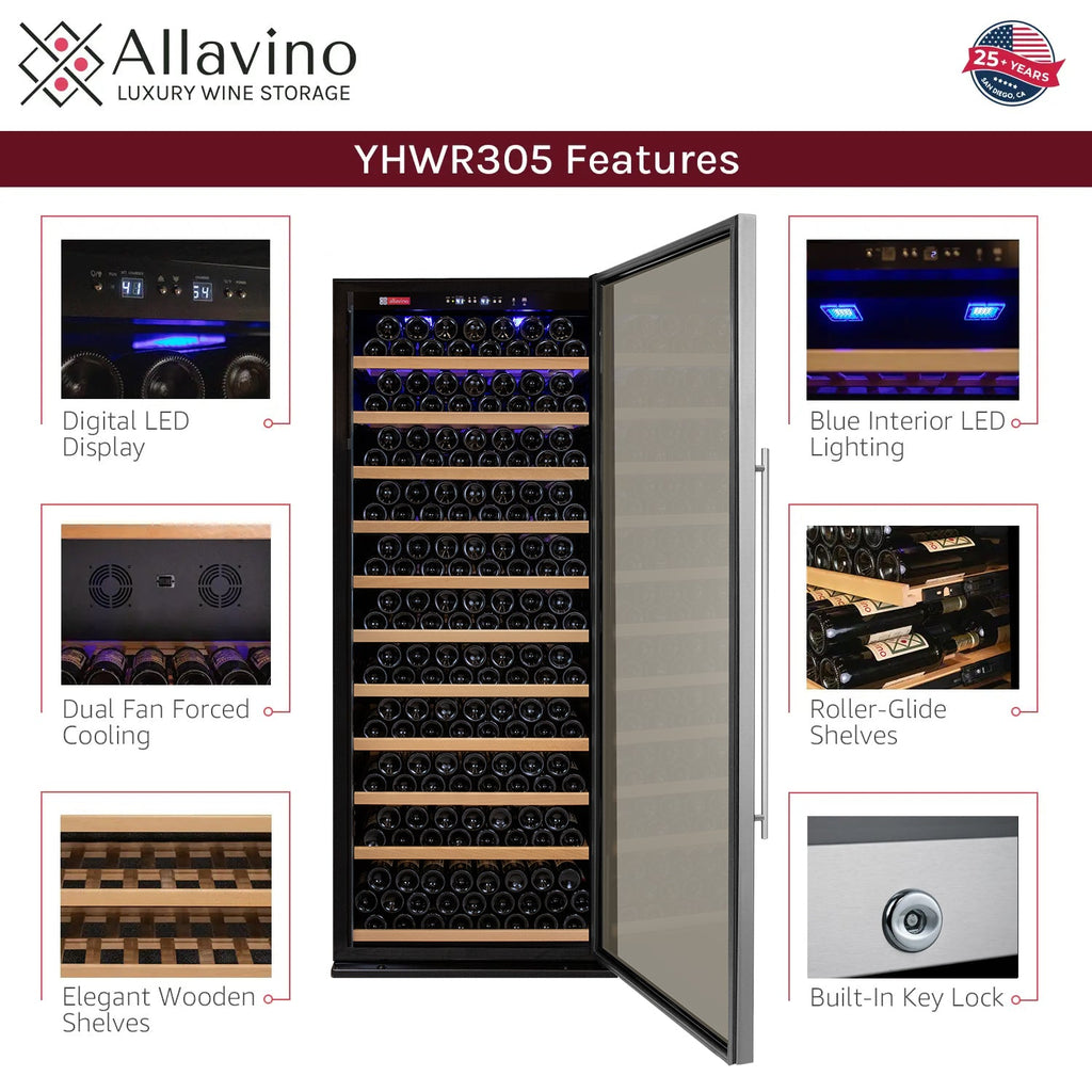 Allavino Vite II Tru-Vino 554 Bottle Dual Zone Stainless Steel Side-by-Side Wine Refrigerator