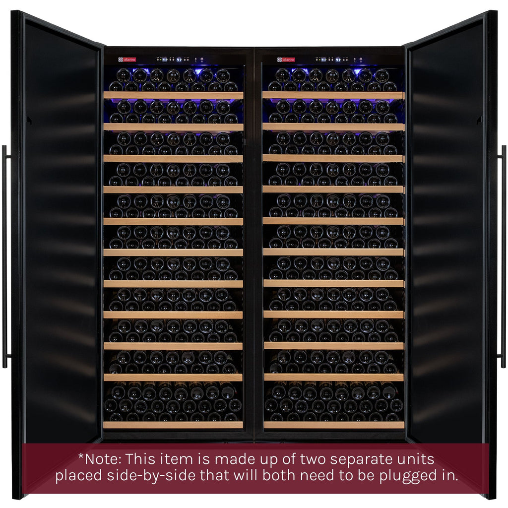 Allavino Vite II Tru-Vino 610 Bottle Dual Zone Solid Black Door Side-by-Side Wine Refrigerator