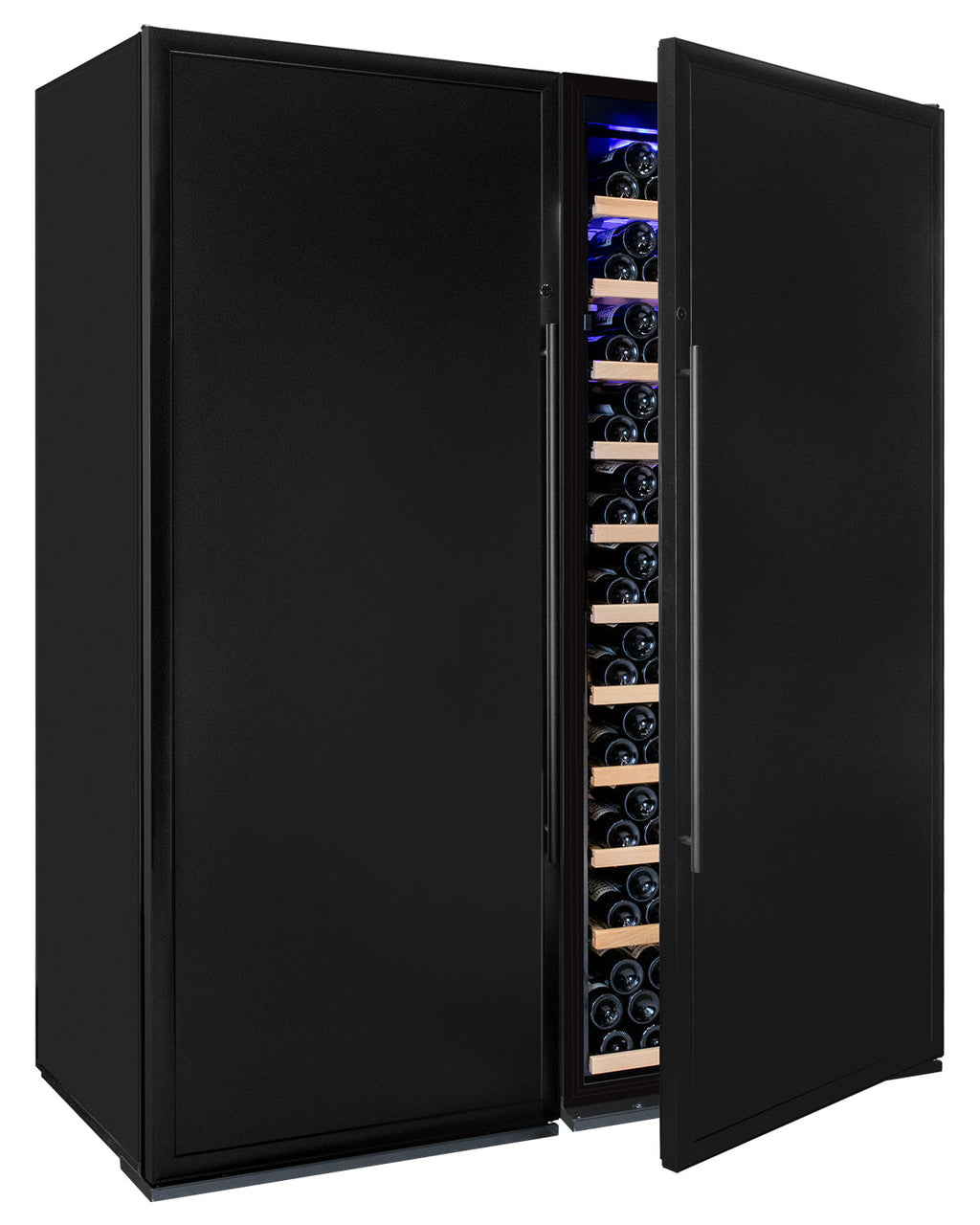Allavino Vite II Tru-Vino 610 Bottle Dual Zone Solid Black Door Side-by-Side Wine Refrigerator
