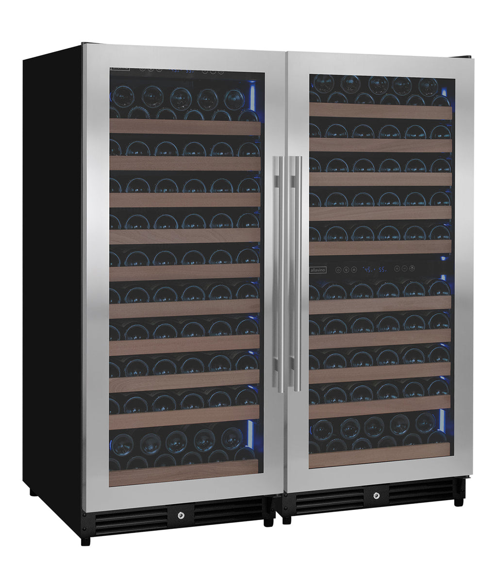 Allavino 238 Bottle 55" Tall Three Zone Side-by-Side Stainless Steel Wine Refrigerator