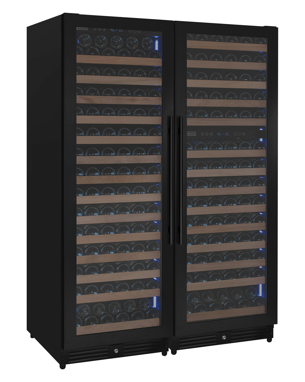 Allavino Reserva Series 317 Bottle Three Zone Tall Side-by-Side Wine Refrigerator with Black Metal Doors