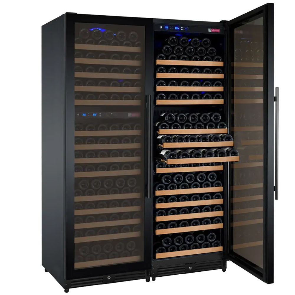 Allavino FlexCount II Tru-Vino 349 Bottle Three Zone Black Side-by-Side Wine Refrigerator