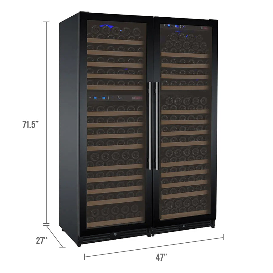 Allavino FlexCount II Tru-Vino 349 Bottle Three Zone Black Side-by-Side Wine Refrigerator