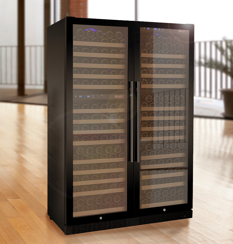 Allavino FlexCount II Tru-Vino 349 Bottle Three Zone Black Side-by-Side Wine Refrigerator