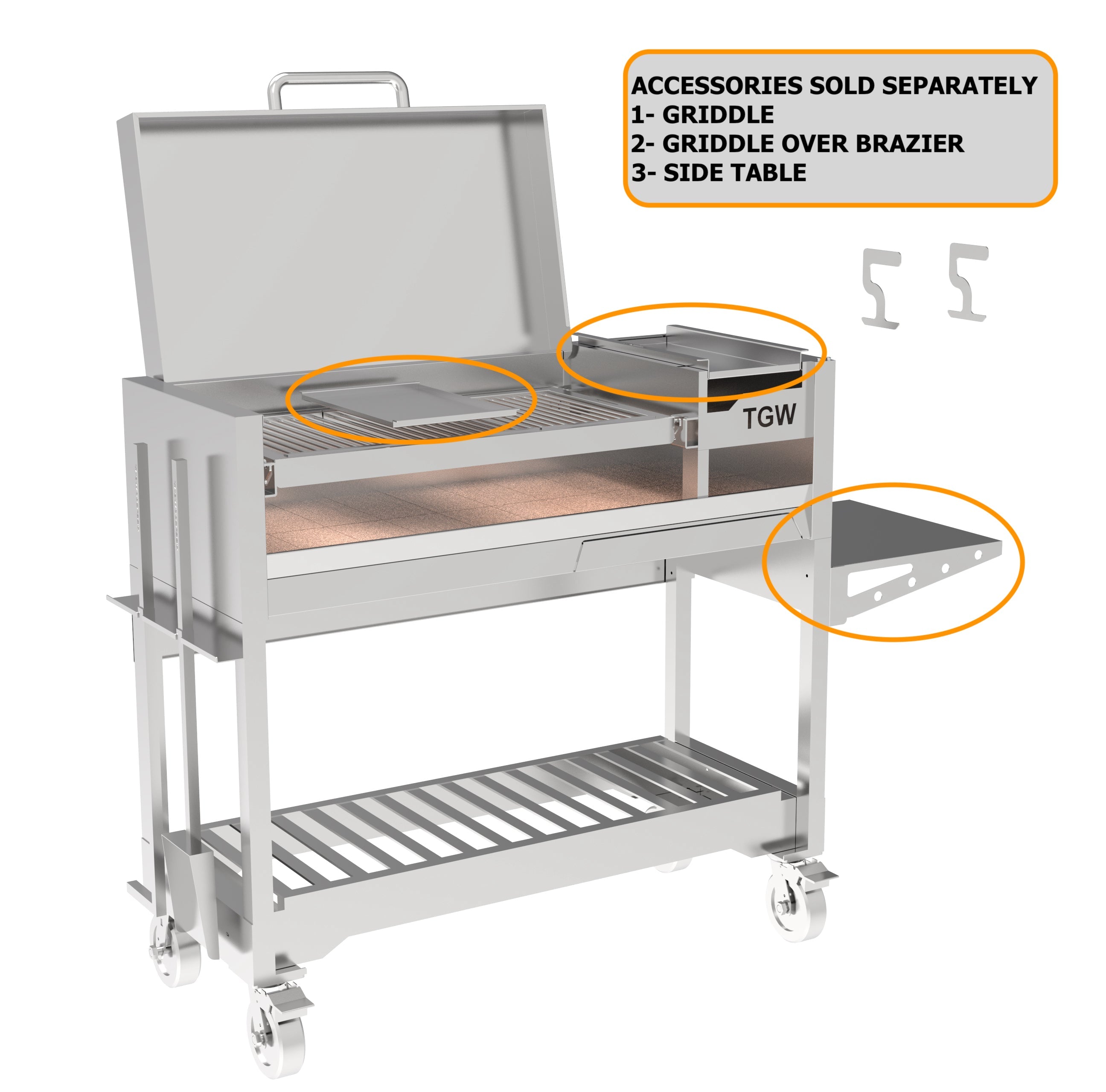 Tagwood BBQ18SS Argentinian Freestanding Charcoal Grill – 304 Stainless Steel