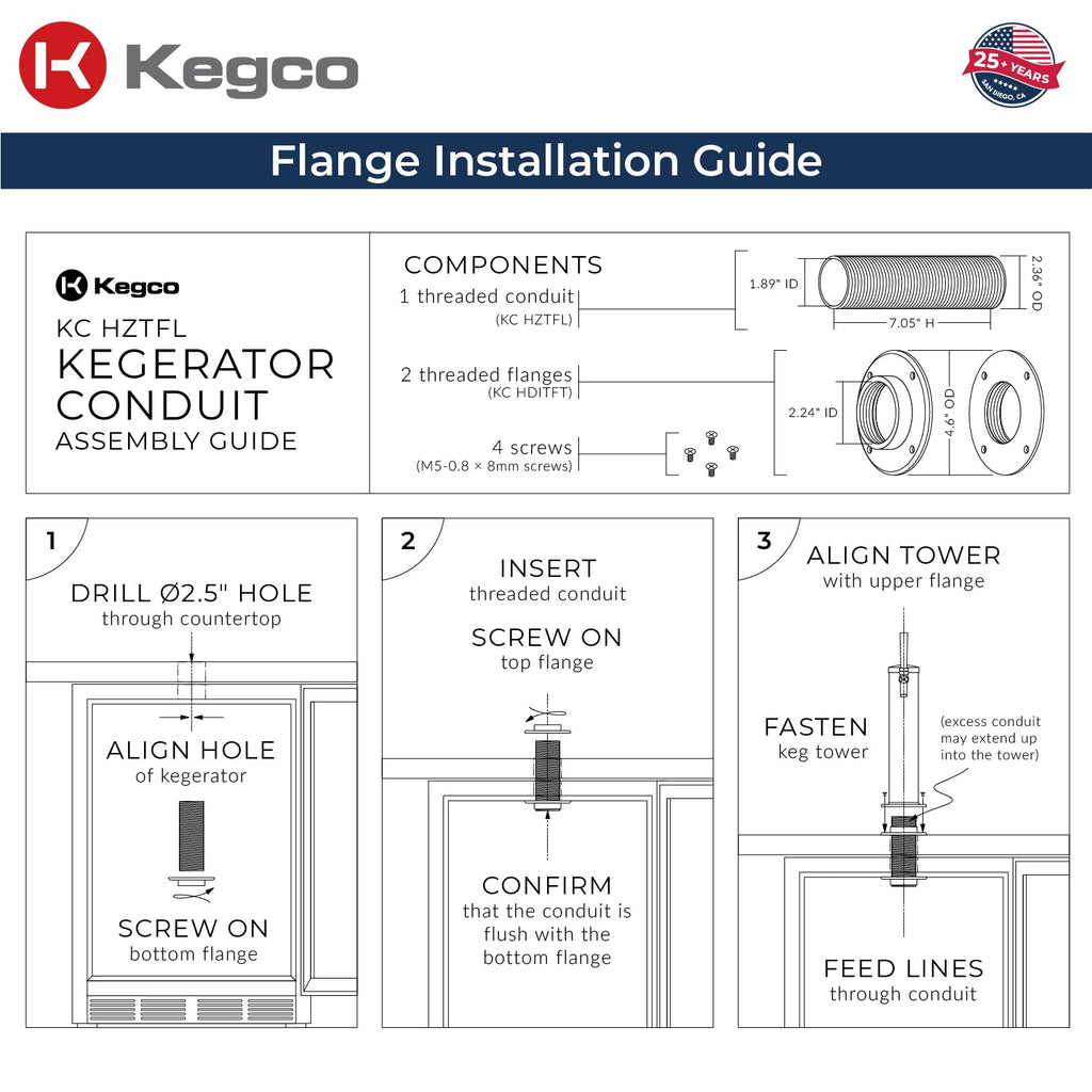 Kegco HK38BSU-1 24" Single Tap Built-In Stainless Steel Kegerator