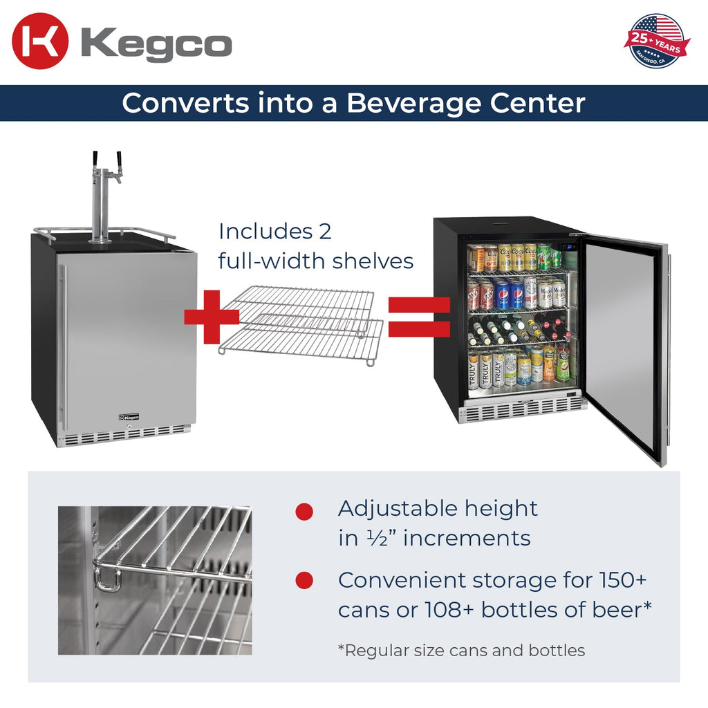 Kegco HK38BSU-2 24" Dual Tap Built-In Stainless Steel Kegerator
