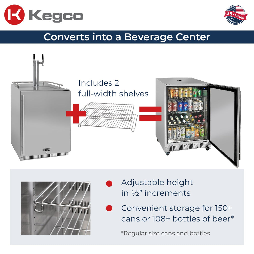 Kegco HK38SSU-2 24" Dual Tap Outdoor Built-In Stainless Steel Kegerator