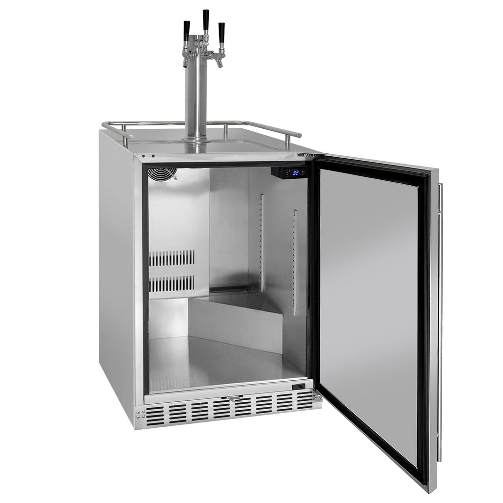 Kegco HK38SSU-3 24" Triple Tap Outdoor Built-In Stainless Steel Kegerator