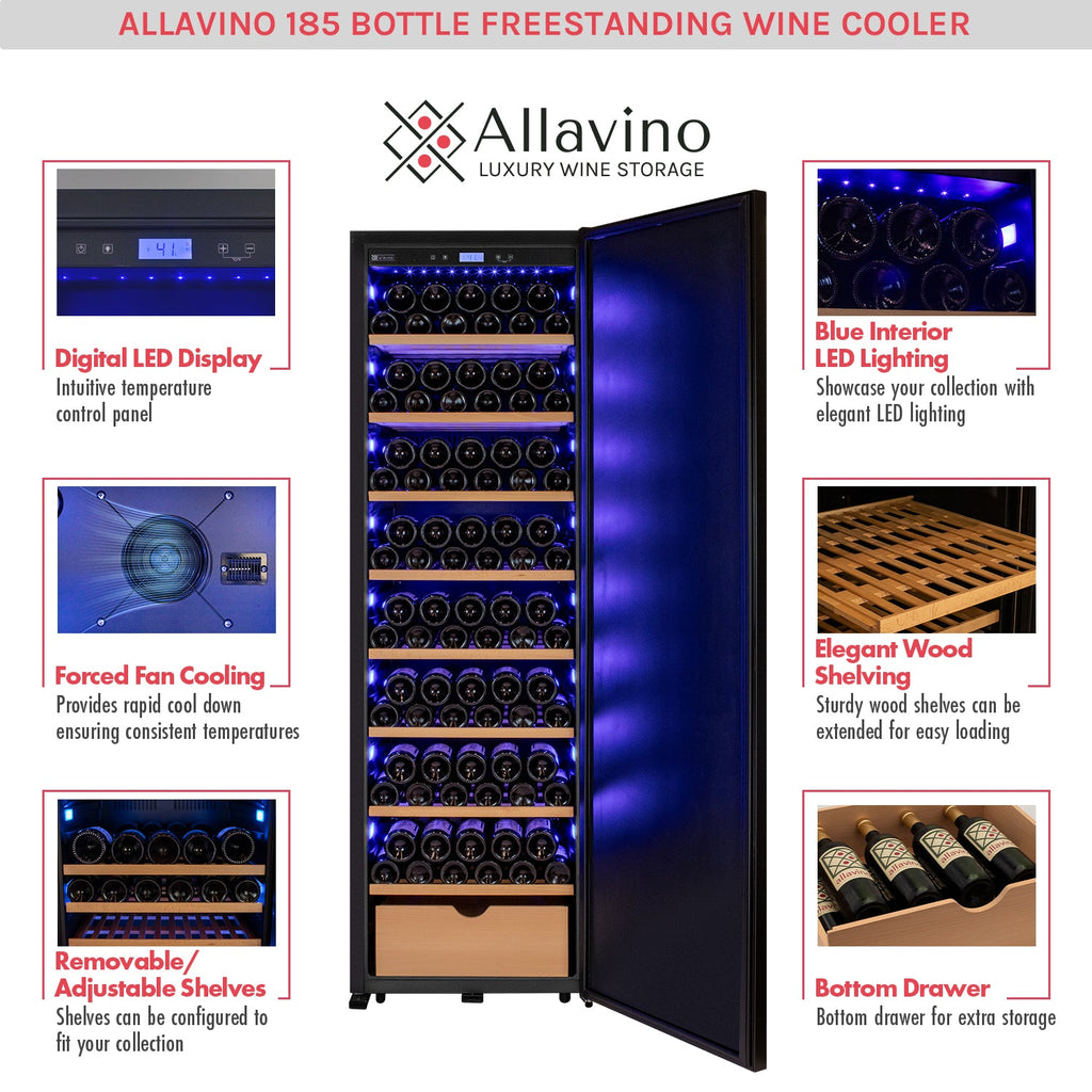 Allavino 76.5" Tall Side-by-Side Wine Vault with Solid Black Doors