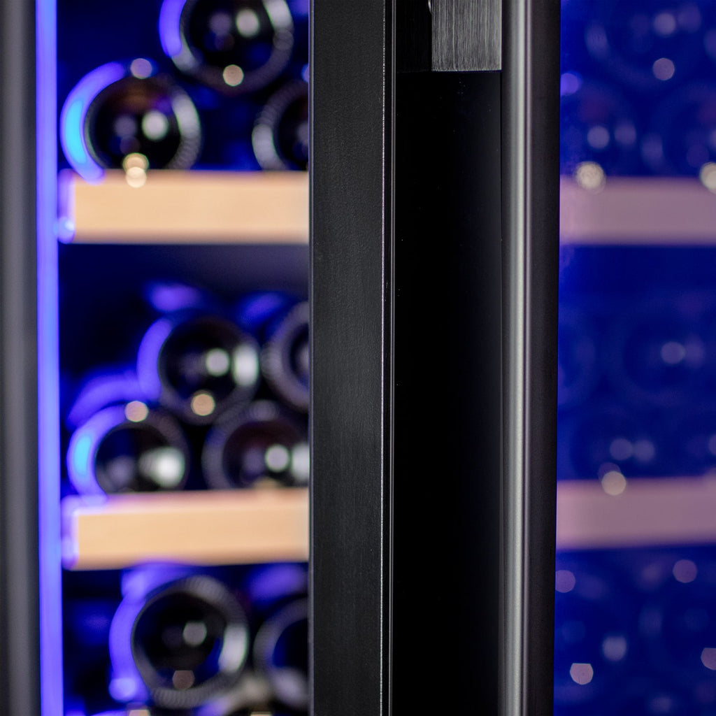 Allavino 248 Bottle Single Zone Black Glass Wine Refrigerator with Display Shelving (Left Hinge)
