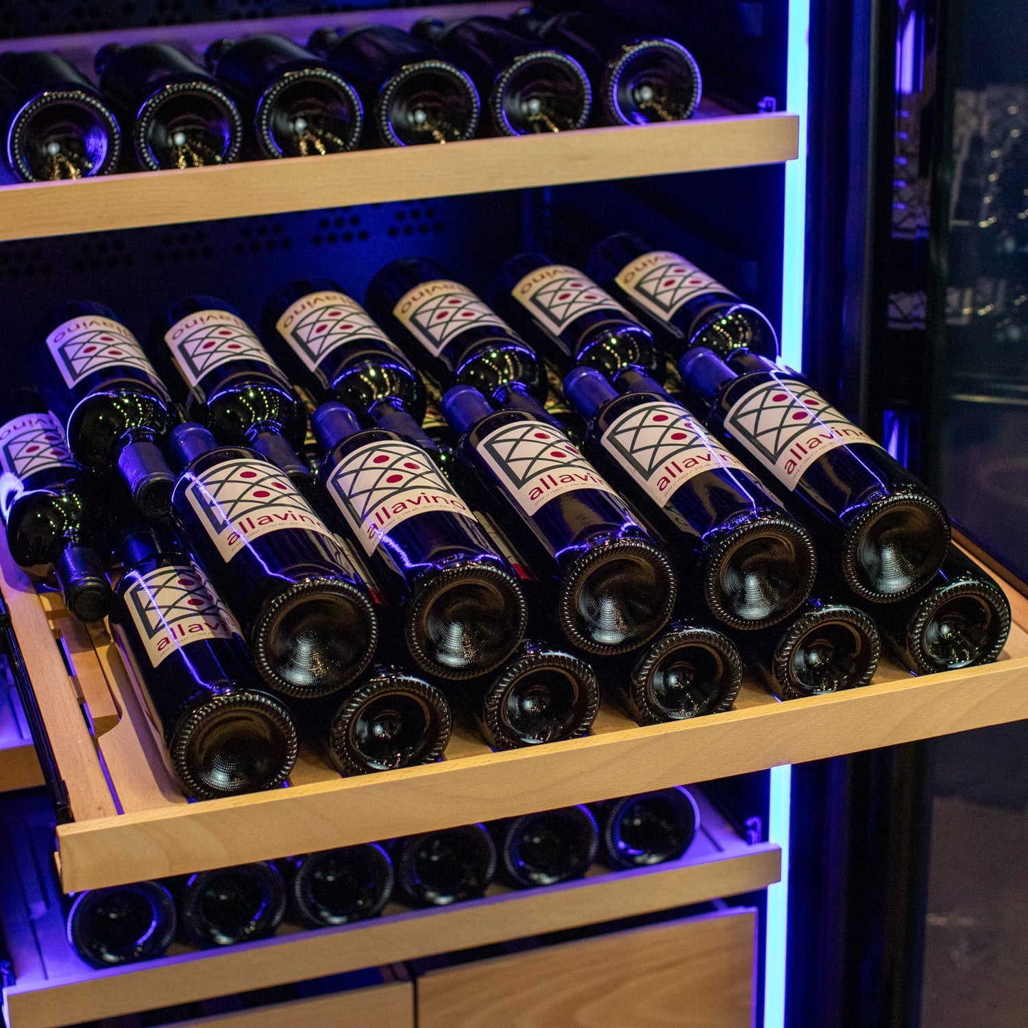 Allavino 248 Bottle Single Zone Black Glass Wine Refrigerator with Display Shelving (Left Hinge)