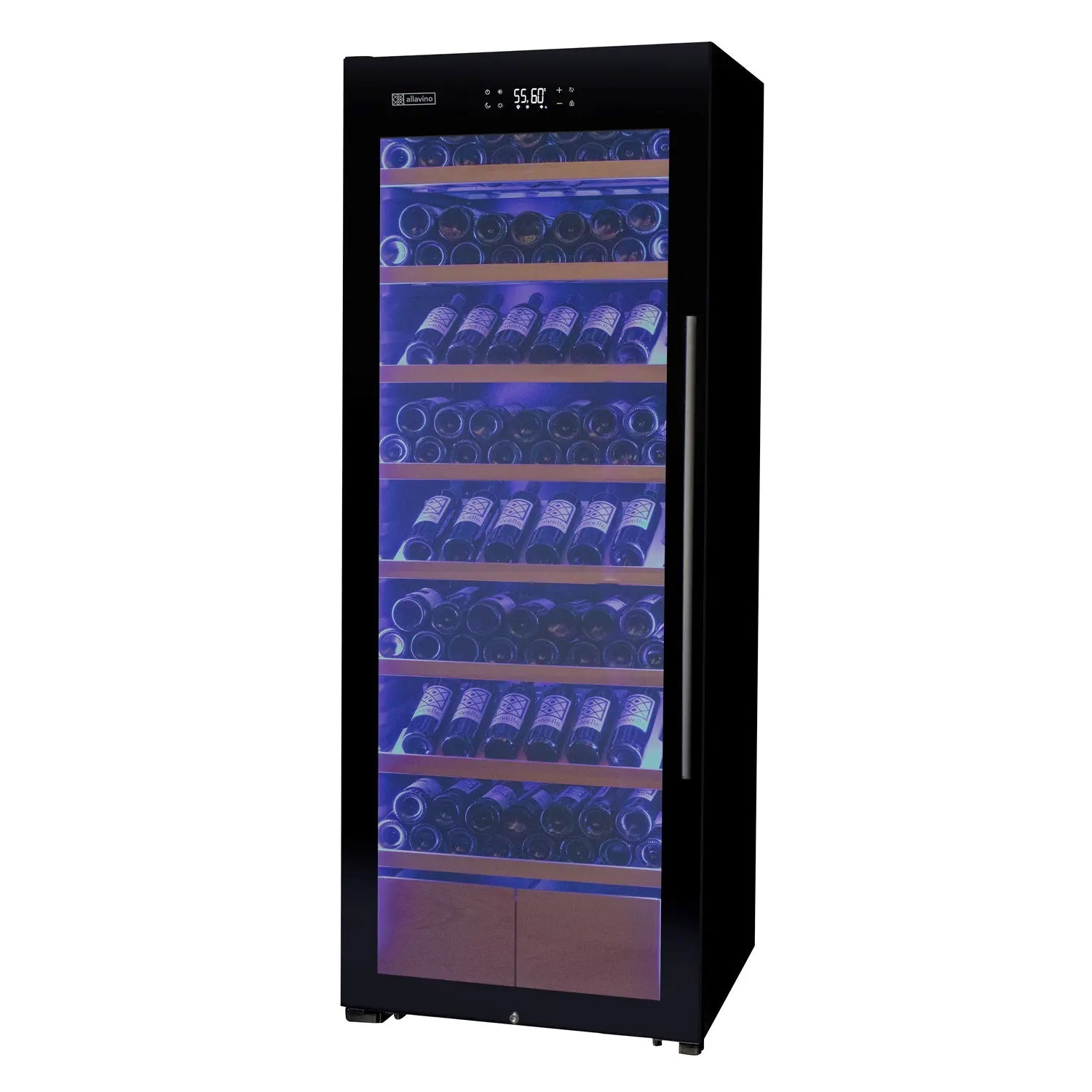 Allavino 248 Bottle Single Zone Black Glass Wine Refrigerator with Display Shelving (Left Hinge)