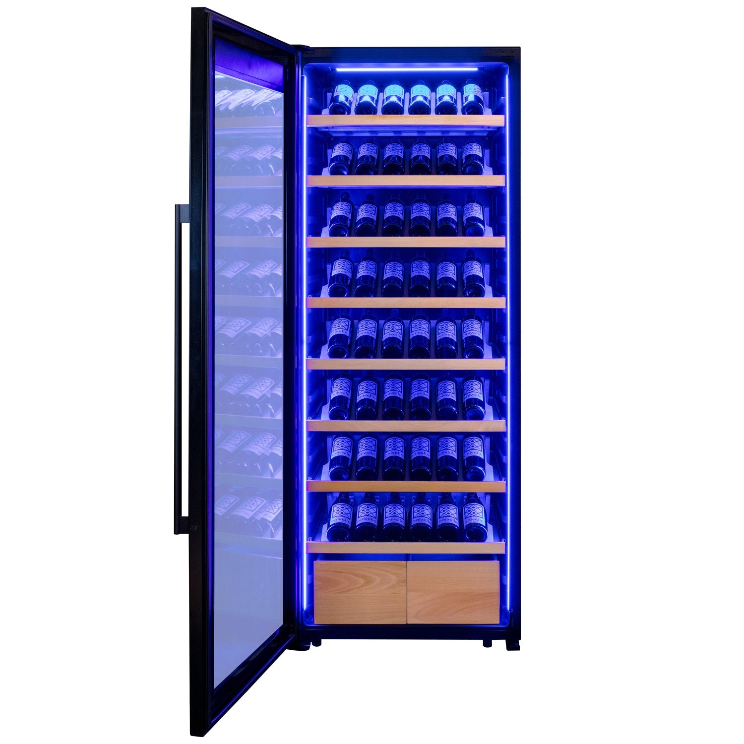 Allavino 248 Bottle Single Zone Black Glass Wine Refrigerator with Display Shelving (Left Hinge)