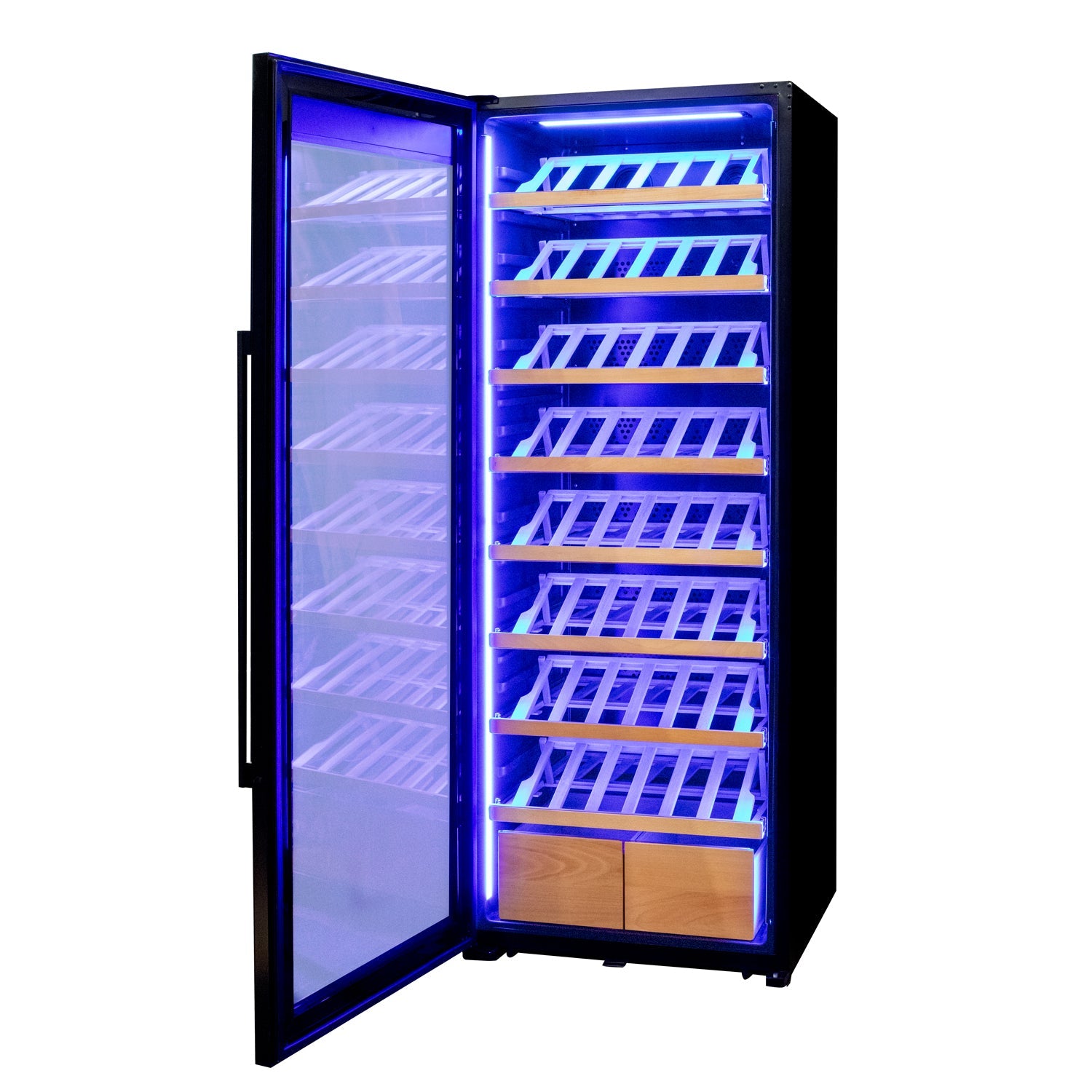 Allavino 248 Bottle Single Zone Black Glass Wine Refrigerator with Display Shelving (Left Hinge)