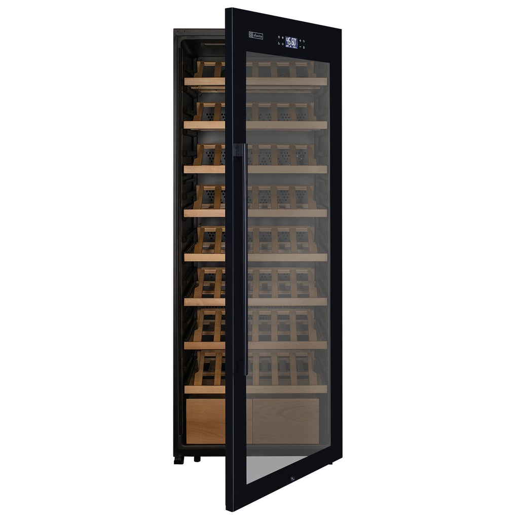 Allavino 248 Bottle Single Zone Black Glass Wine Refrigerator with Display Shelving
